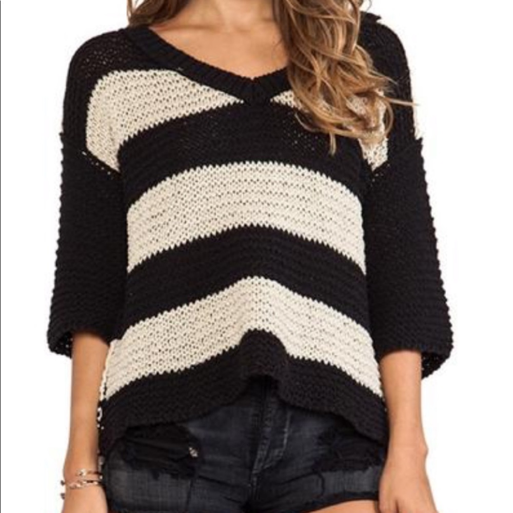 FREE PEOPLE tan and black sweater